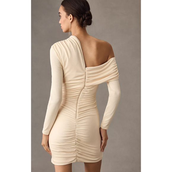 MISHA Long-Sleeve Ruffle-Front Slim Mini Dress-New Medium - Picture 2 of 5